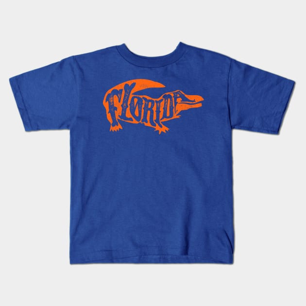 Orange Gator w/ Florida Cutout Kids T-Shirt by joshp214